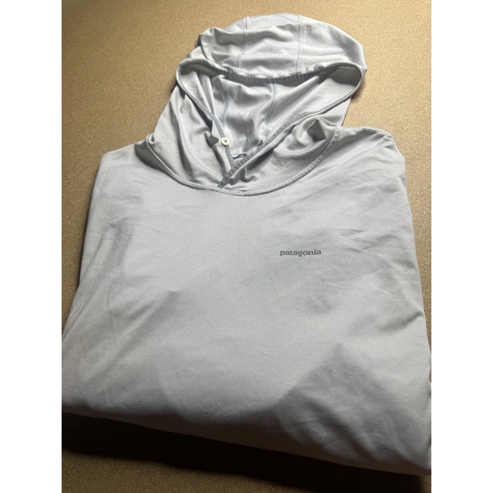 Patagonia Capilene Cool Daily Hoody Mens XL Grey Blue Sun Shirt Hoodie